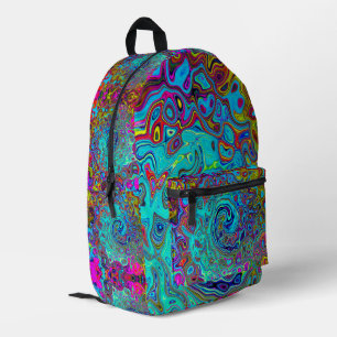 Trippy Sky Blue Abstrakt Retro Liquid Swirl Bedruckter Rucksack