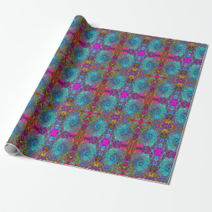 Trippy Sky Blue Abstrakt Retro Liquid Swirl Geschenkpapier