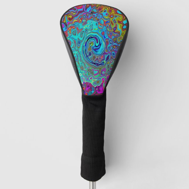 Trippy Sky Blue Abstrakt Retro Liquid Swirl Golf Headcover (Vorderseite)