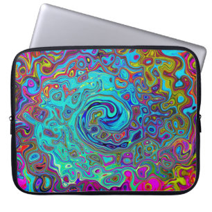 Trippy Sky Blue Abstrakt Retro Liquid Swirl Laptopschutzhülle