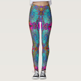 Trippy Sky Blue Abstrakt Retro Liquid Swirl Leggings