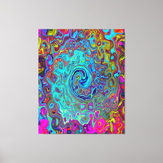 Trippy Sky Blue Abstrakt Retro Liquid Swirl Leinwanddruck (Vorderseite)