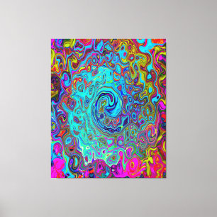 Trippy Sky Blue Abstrakt Retro Liquid Swirl Leinwanddruck