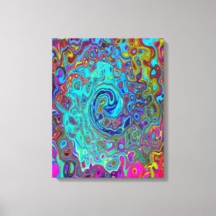 Trippy Sky Blue Abstrakt Retro Liquid Swirl Leinwanddruck