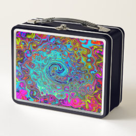 Trippy Sky Blue Abstrakt Retro Liquid Swirl Metall Brotdose