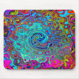 Trippy Sky Blue Abstrakt Retro Liquid Swirl Mousepad