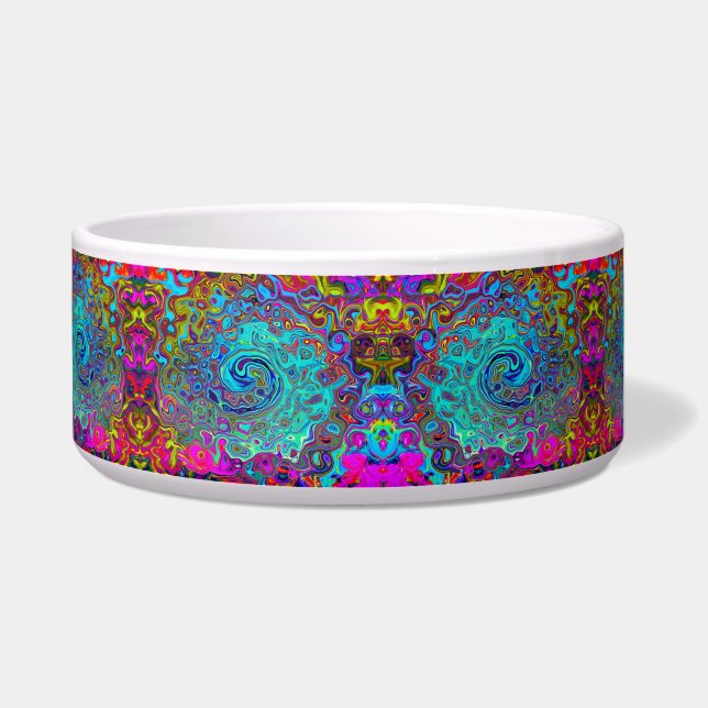 Trippy Sky Blue Abstrakt Retro Liquid Swirl Napf (Rechts)