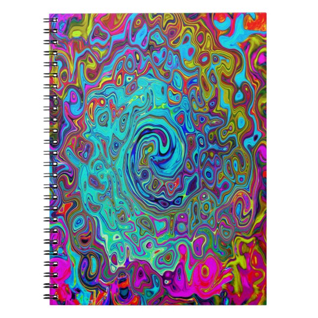 Trippy Sky Blue Abstrakt Retro Liquid Swirl Notizblock (Vorderseite)