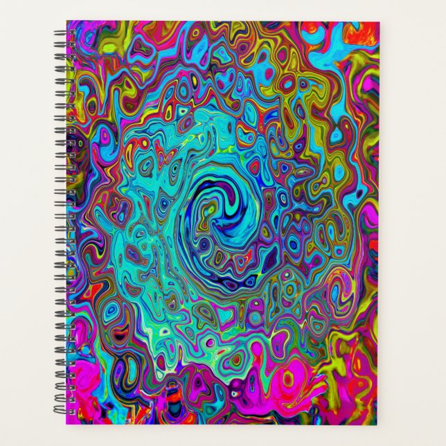 Trippy Sky Blue Abstrakt Retro Liquid Swirl Planer (Vorderseite)