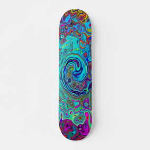 Trippy Sky Blue Abstrakt Retro Liquid Swirl Skateboard