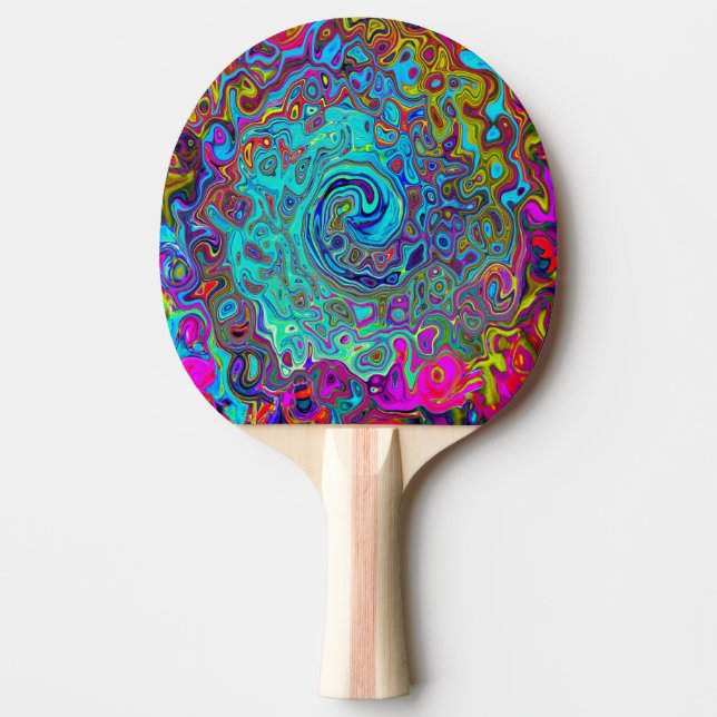 Trippy Sky Blue Abstrakt Retro Liquid Swirl Tischtennis Schläger (Vorderseite)