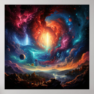 Trippy Sky ScFi Art Weltraum Poster