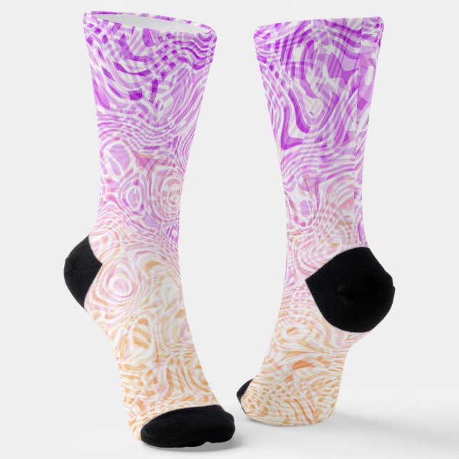 Trippy Squiggly Boho Abstrakt Trixic Prix Flag Socken (Gewinkelt)
