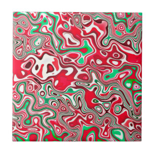Trippy Squiggly Funky Maximalist Weihnachtsstreife Fliese