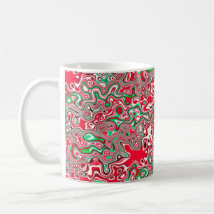 Trippy Squiggly Funky Maximalist Weihnachtsstreife Kaffeetasse