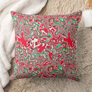 Trippy Squiggly Funky Maximalist Weihnachtsstreife Kissen