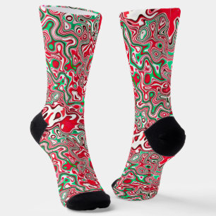 Trippy Squiggly Funky Maximalist Weihnachtsstreife Socken