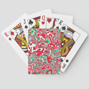 Trippy Squiggly Funky Maximalist Weihnachtsstreife Spielkarten