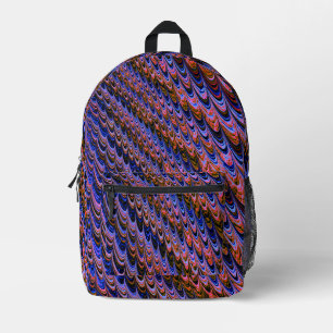 Trippy Squiggly Ripply Bohemian Funky Fraktal Kuns Bedruckter Rucksack