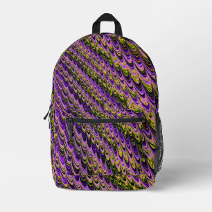 Trippy Squiggly Ripply Bohemian Funky Fraktal Kuns Bedruckter Rucksack