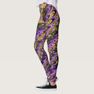 Trippy Squiggly Ripply Bohemisches Funky Fraktal A Leggings