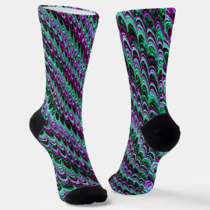 Trippy Squiggly Ripply Bohemisches Funky Fraktal A Socken