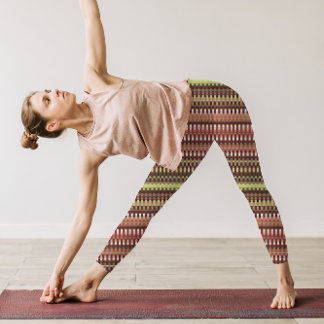 Trippy Stripes Earthy Colors Cool Psychedelic Leggings
