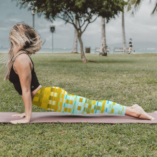 Trippy Stripes Yellow and Blue Psychedelic Pattern Leggings