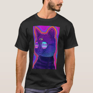 Trippy Surreal Katze Acidwave Ästhetik Surrealismu T-Shirt