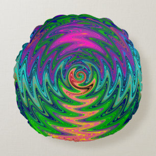 Trippy Swirly Regenbogen  Rundes Kissen