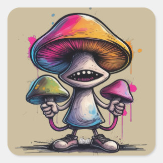 Trippy Toadstool Quadratischer Aufkleber