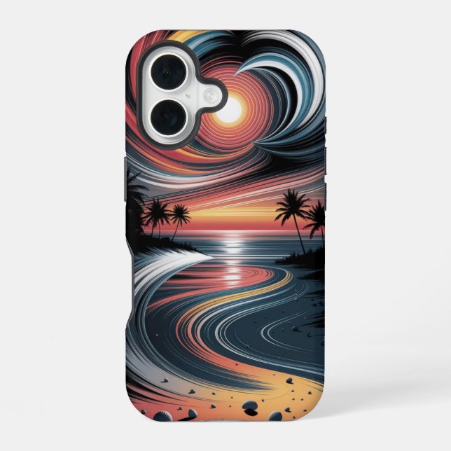 Trippy-Tropische-Vibes iPhone 16 Hülle (Rückseite)