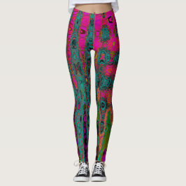 Trippy-Türkis-Abstrakt Retro-Atomwellen Leggings