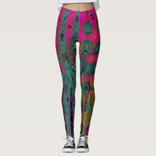Trippy-Türkis-Abstrakt Retro-Atomwellen Leggings