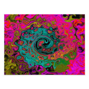 Trippy Türkis Abstrakt Retro Flüssigkeitswirbel Fotodruck