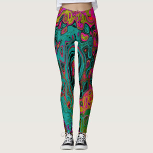 Trippy Türkis Abstrakt Retro Flüssigkeitswirbel Leggings