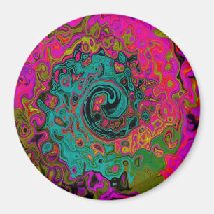 Trippy Türkis Abstrakt Retro Flüssigkeitswirbel Magnet