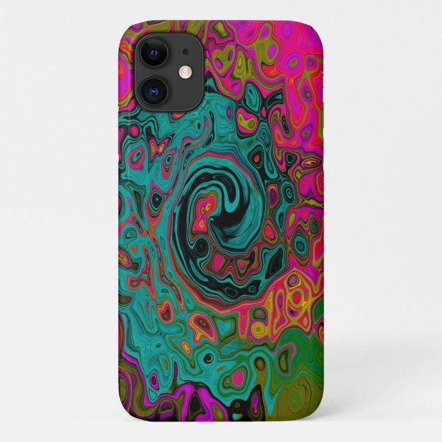 Trippy-Türkis-Abstrakt Retro-Liquid-Swirl Case-Mate iPhone Hülle (Rückseite)