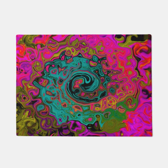 Trippy-Türkis-Abstrakt Retro-Liquid-Swirl Fußmatte (Vorderseite)