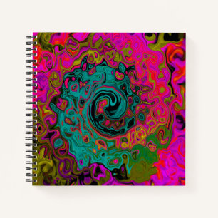 Trippy-Türkis-Abstrakt Retro-Liquid-Swirl Notizbuch