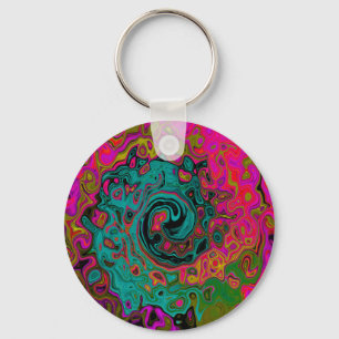 Trippy-Türkis-Abstrakt Retro-Liquid-Swirl Schlüsselanhänger