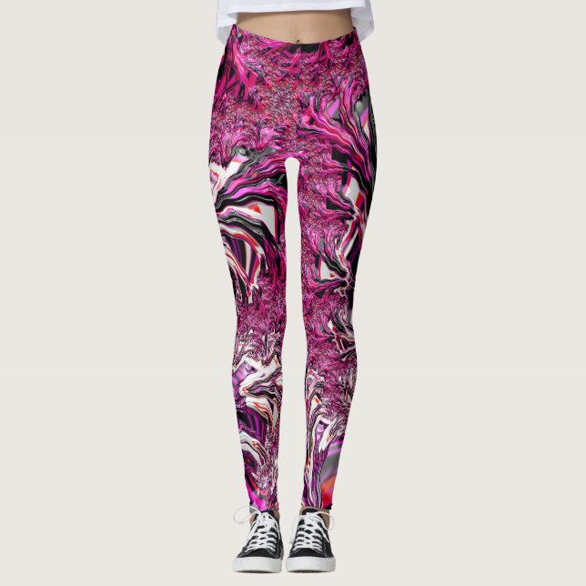 Trippy Vibranding Psychedelic Funky Fraktal Art Leggings (Vorderseite)