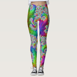 Trippy Vibranff Bold Trippy Rainbow Spiral Fraktal Leggings