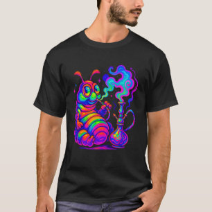 Trippy Vibrant Wurm raucht Hookah Vaporwave Rave  T-Shirt