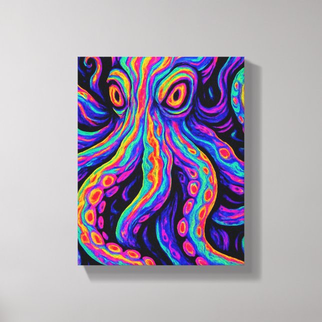 Trippy Vibranus Octopus Leinwanddruck (Vorderseite)