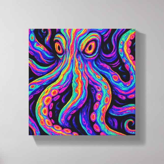 Trippy Vibranus Octopus Leinwanddruck (Vorderseite)