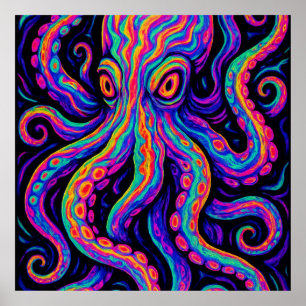 Trippy Vibranus Octopus Poster