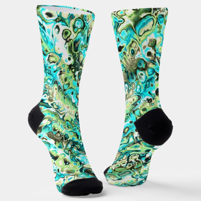Trippy Vibrany Groovy Boho Hippie Fraktal Marble Socken (Gewinkelt)