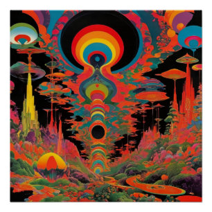 Trippy Vintage 1960er Jahre Psychedelische Retro-K Poster