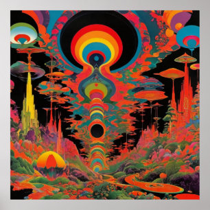 Trippy Vintage 1960er Jahre Psychedelische Retro-K Poster